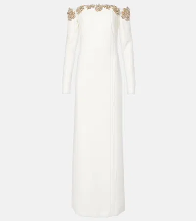 COSTARELLOS MELINE EMBELLISHED CRÊPE GOWN