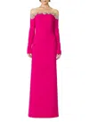 Costarellos Meline Off-shoulder Crepe Gown In Magenta In Pink