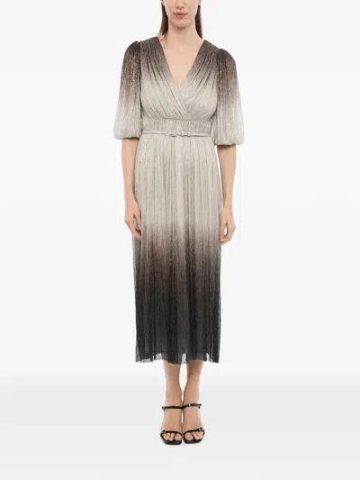 Costarellos Metallic-effect Plissé Midi Dress In Multi