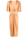 Costarellos Mika Twist-front Midi Dress In Orange