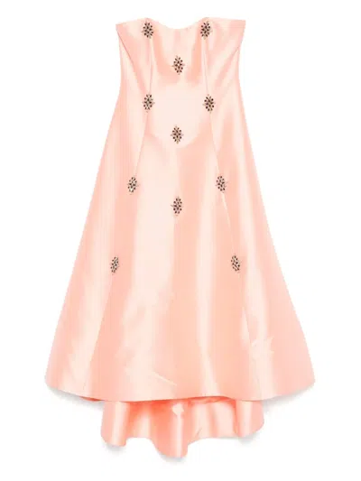 Costarellos Mikado Strapless Gown In Orange