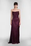 Costarellos Milia Embellished Gathered Gown In Red