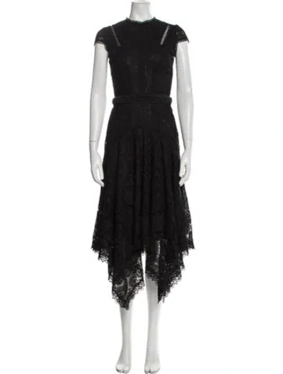 Pre-owned Costarellos Mock Neck Long Dress In Black