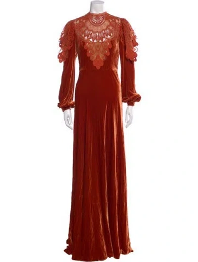 Pre-owned Costarellos Mock Neck Long Dress W/ Tags In Orange