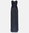 Costarellos Moreau Cut-out Metallic Plissé Gown In Metallic