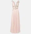 Costarellos Womens Nude Pink Nalina Embellished Woven Gown In Pink
