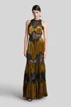 Costarellos Nassia Long Dress In Brown Viscose In Brown