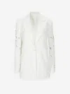 Costarellos Neff Floral-lace Cut-out Blazer In White