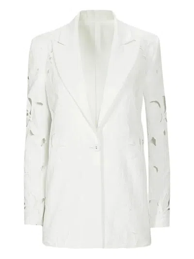 COSTARELLOS NEFF FLORAL-LACE CUT-OUT BLAZER