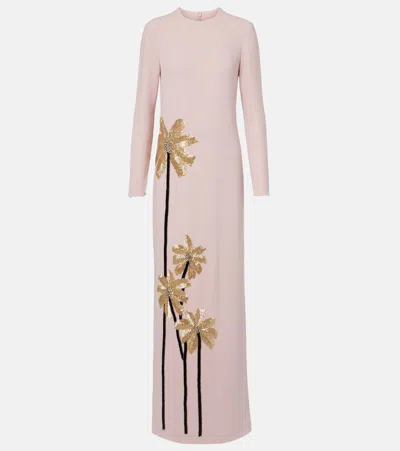 Costarellos Nevina Crystal-embellished Crêpe Gown In Pink