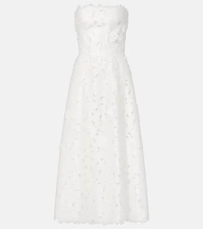 Costarellos Norina Satin Lace Cocktail Dress In White