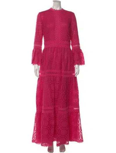 Pre-owned Costarellos Nylon Long Dress In Pink