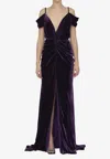 Costarellos Violet Velvet Dress In Purple