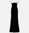 Costarellos Off-shoulder Velvet Bustier Gown In Black