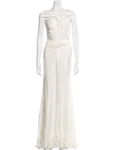 Pre-owned Costarellos Off-the-shoulder Long Dress In Neutral