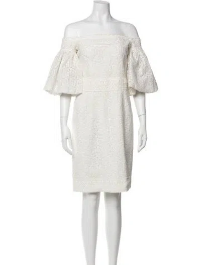 Pre-owned Costarellos Off-the-shoulder Mini Dress In Neutral