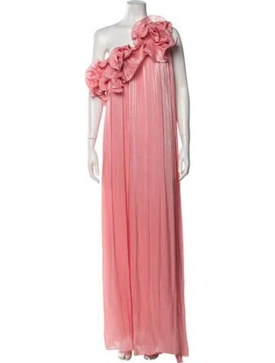 Pre-owned Costarellos One-shoulder Long Dress In Pink