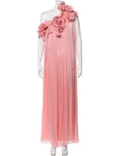 Pre-owned Costarellos One-shoulder Long Dress In Pink