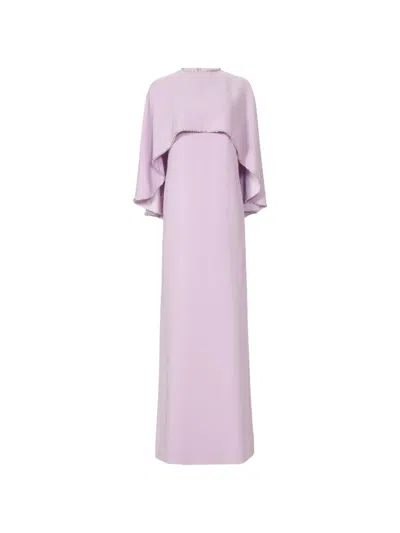 Costarellos Orianna Crystal-embellished Cape-overlay Maxi Dress In Purple