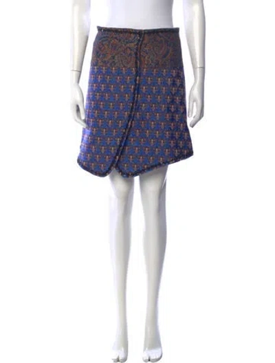 Pre-owned Costarellos Paisley Print Mini Skirt In Blue