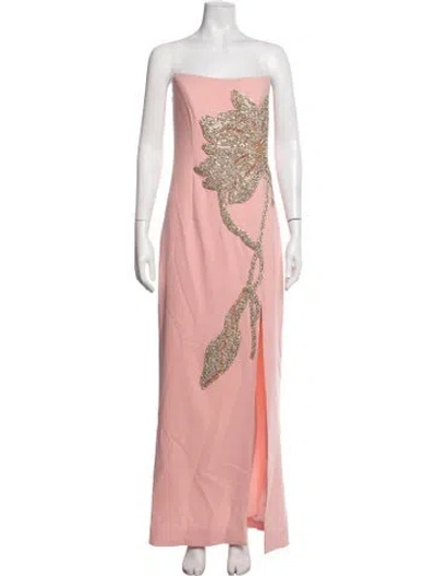 Pre-owned Costarellos Patterned Long Dress In Pink