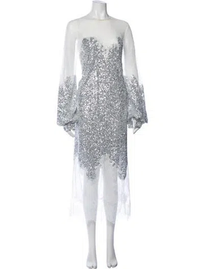 Pre-owned Costarellos Patterned Midi Length Dress In Multicolor