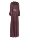 Costarellos Pleated Embellished Dress In Purple