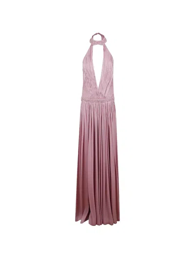 Costarellos Pleated Maxi Dress In Pink