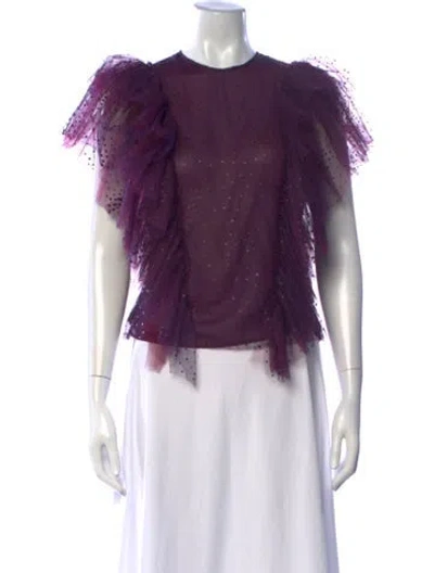 Pre-owned Costarellos Printed Crew Neck Top In Purple