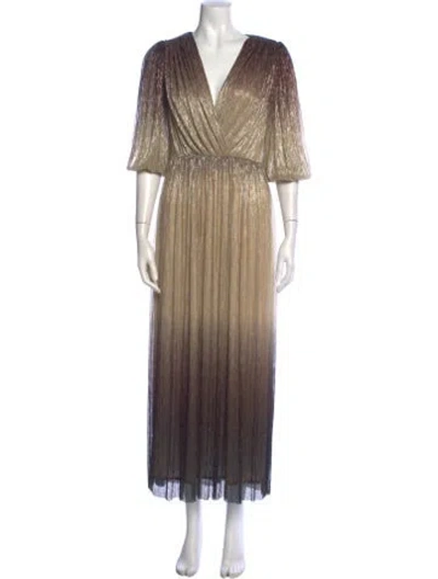 Pre-owned Costarellos Printed Long Dress In Brown