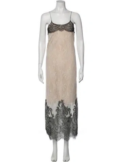 Pre-owned Costarellos Printed Long Dress In Neutral