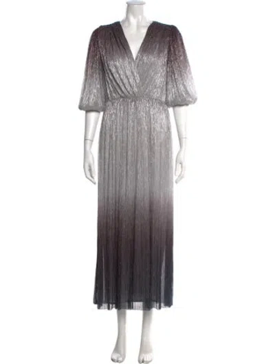 Pre-owned Costarellos Printed Long Dress In Silver