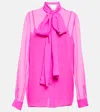 Costarellos Quinn Tie-neck Silk Chiffon Blouse In Fusion Pink
