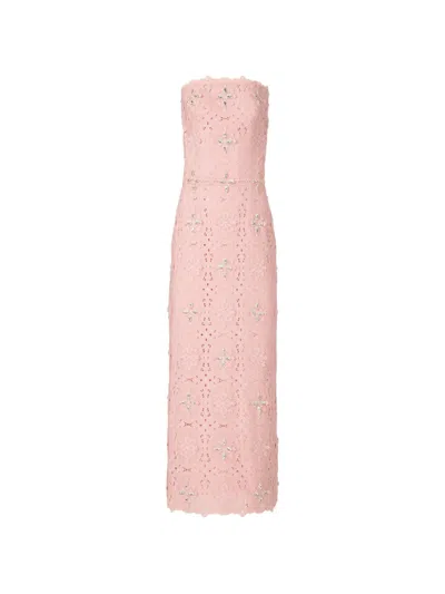 Costarellos Renelle Crystal-embellished Lace Midi Dress In Pink