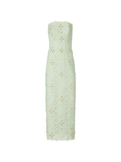 Costarellos Renelle Embroidered Lace Midi Dress In Green