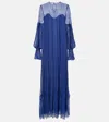 Costarellos Renia Chantilly Lace Gown In Blue