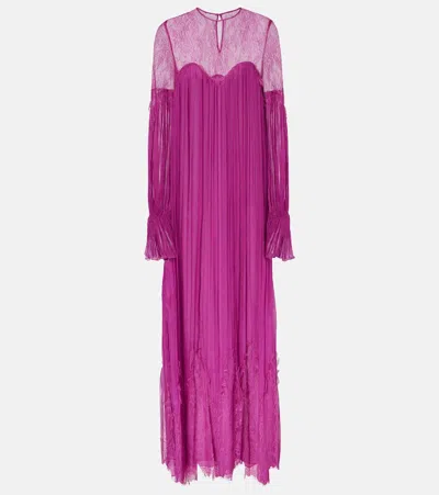 Costarellos Renia Silk-blend Lace Gown In Purple