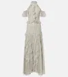 Costarellos Rhodine Embellished Halterneck Lace Gown In Gray