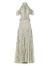 Costarellos Rhodine Embellished Halterneck Lace Gown In Green
