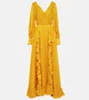 Costarellos Ruffle-trimmed Gown In Yellow