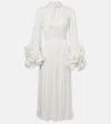 Costarellos Ruffled Pleated Gown In White