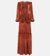 Costarellos Sabrina Velvet Devoré Gown In Orange