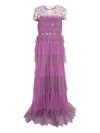 Costarellos Sammie Plisse Tiered Dress In Purple