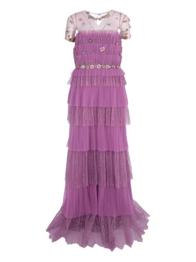Costarellos Sammie Plisse Tiered Dress In Purple