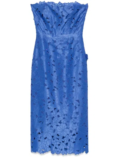 Costarellos Satin Midi Dress In Blue