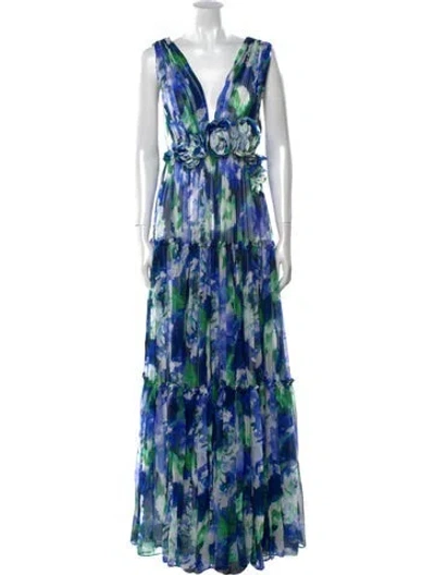 Pre-owned Costarellos Silk Dress W/ Tags In Blue