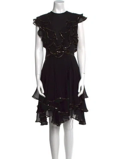 Pre-owned Costarellos Silk Knee-length Dress In Black
