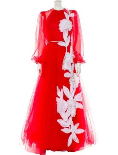 Pre-owned Costarellos Silk Long Dress In Red