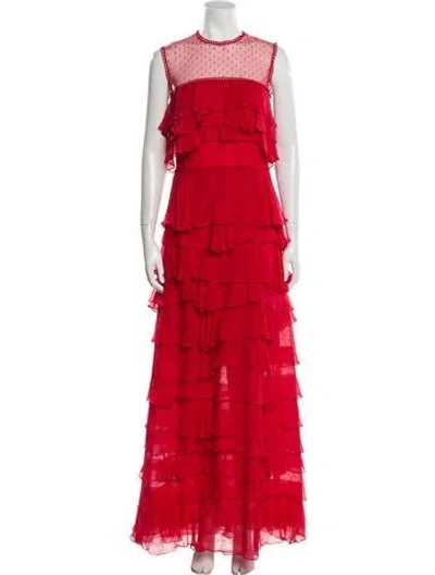 Pre-owned Costarellos Silk Long Dress In Red