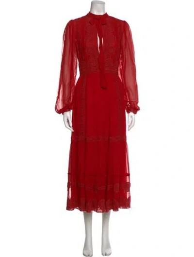 Pre-owned Costarellos Silk Long Dress W/ Tags In Red